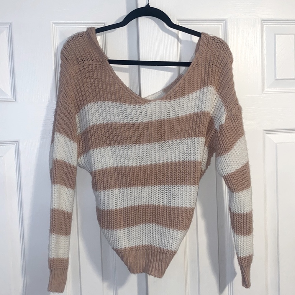 Striped Crisscross back sweater